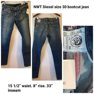 NWT Women’s Diesel bootcut jeans. Size 30.